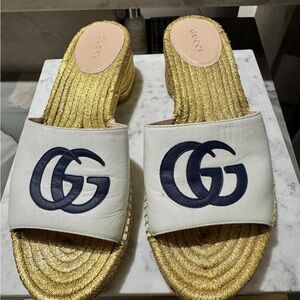 Gucci
Double G Logo Leather Espadrilles